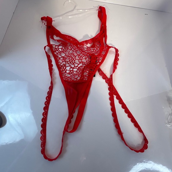 Ann Summers Red Lace Corset Style Thong Teddy Lingerie XL - Picture 4 of 5
